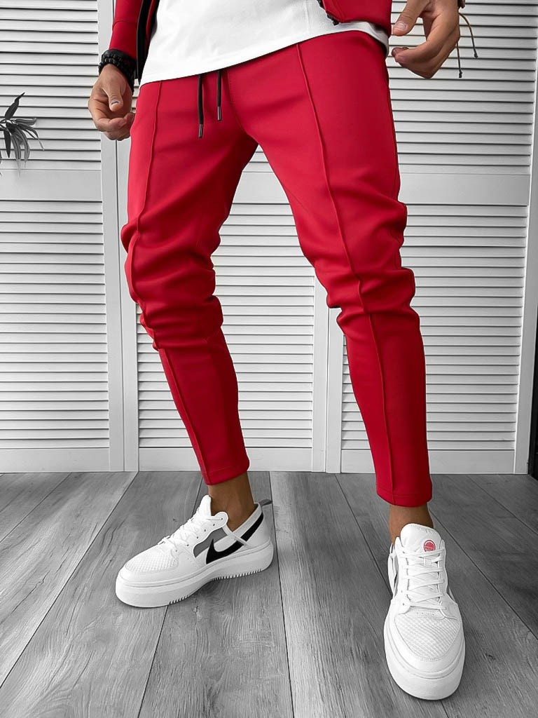 Pantaloni de trening barbati slim fit rosu cu defect DEF595 O1-5.1