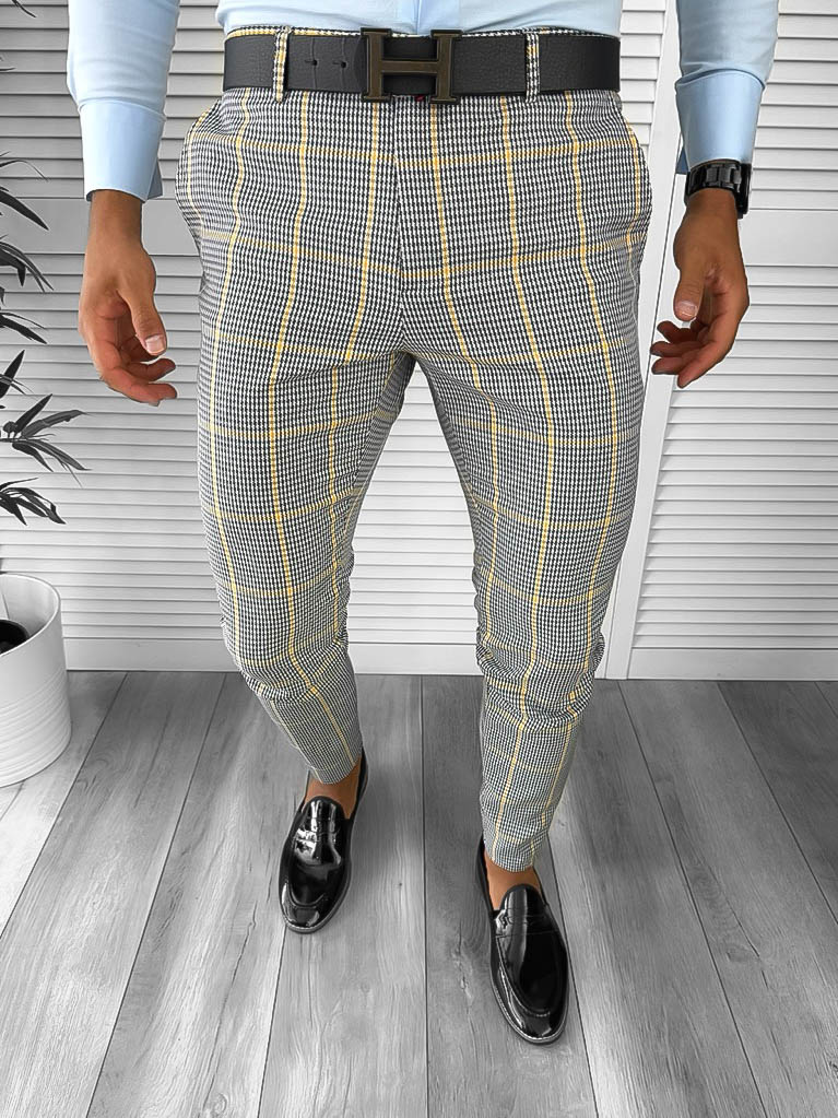 Pantaloni barbati eleganti regular fit carouri 2019 E 19-2 ~