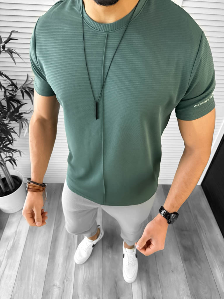 Tricou barbati slim fit verde 12505 D2-5.1