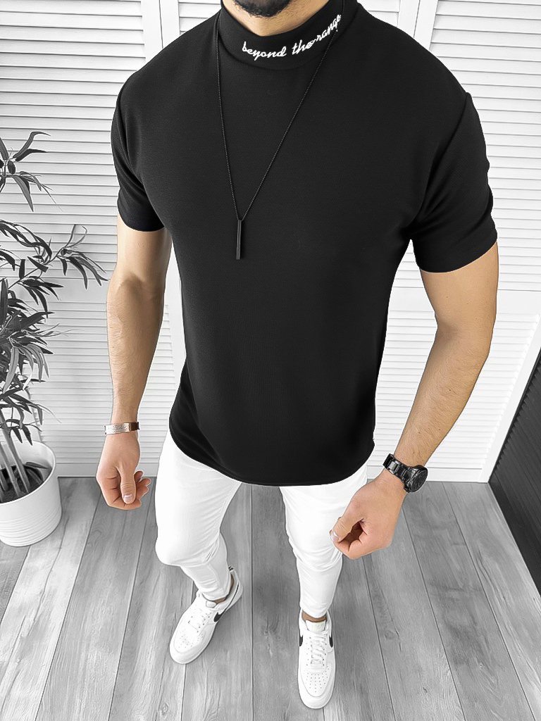 Tricou barbati slim fit negru 12464