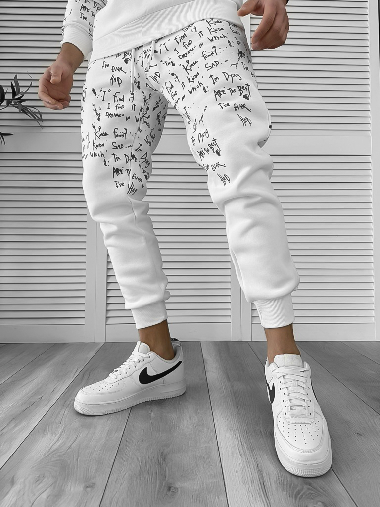Pantaloni de trening barbati albi cu mic defect  DEF775  D2-5.3