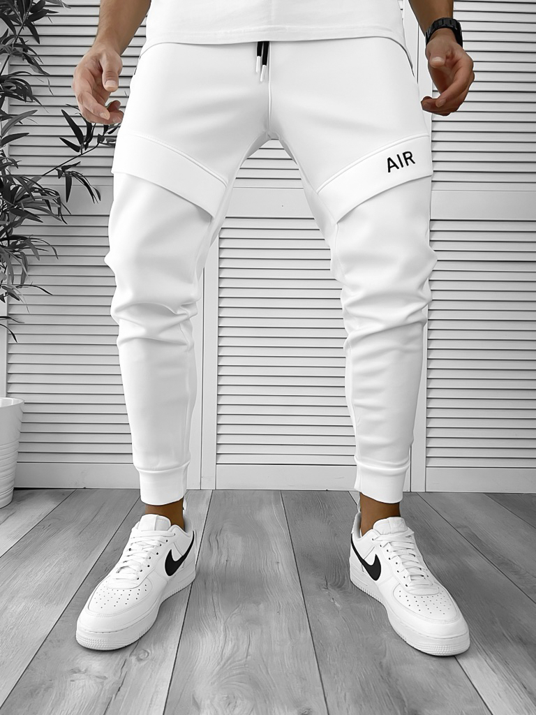 Pantaloni de trening albi conici 12360 Z1