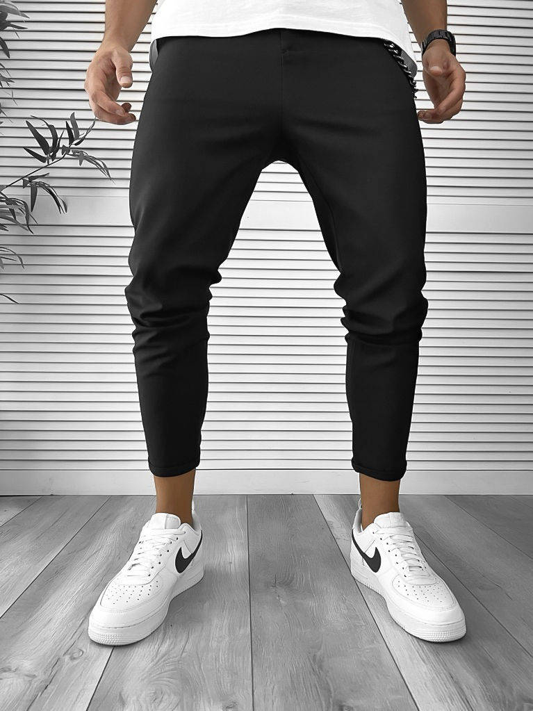 Pantaloni barbati casual negri conici 12353 B2-3.3
