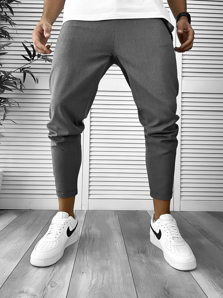 Pantaloni barbati casual gri inchis conici 12354 H3-1.2