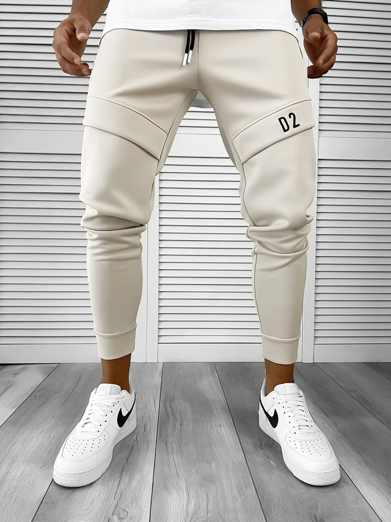 Pantaloni de trening bej conici 12180 P19-4.2