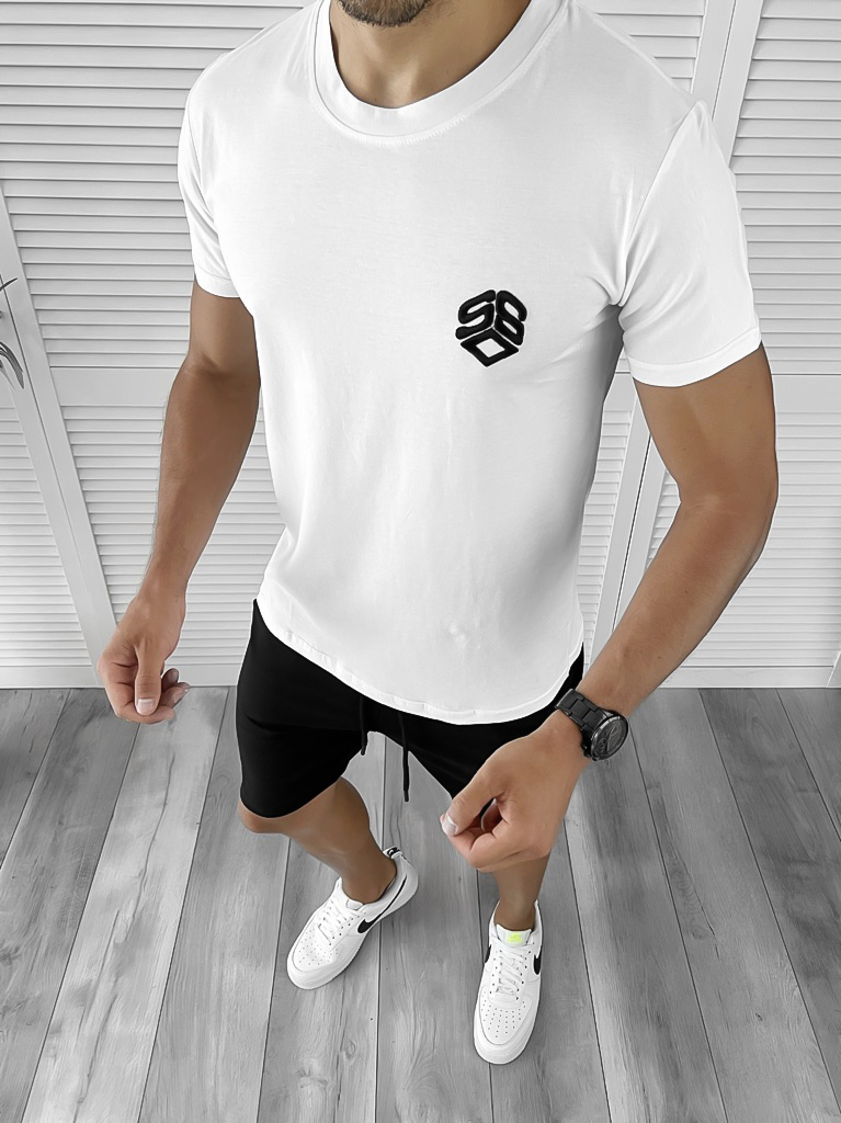 Trening barbati alb/negru pantaloni + tricou 11701 98-4*