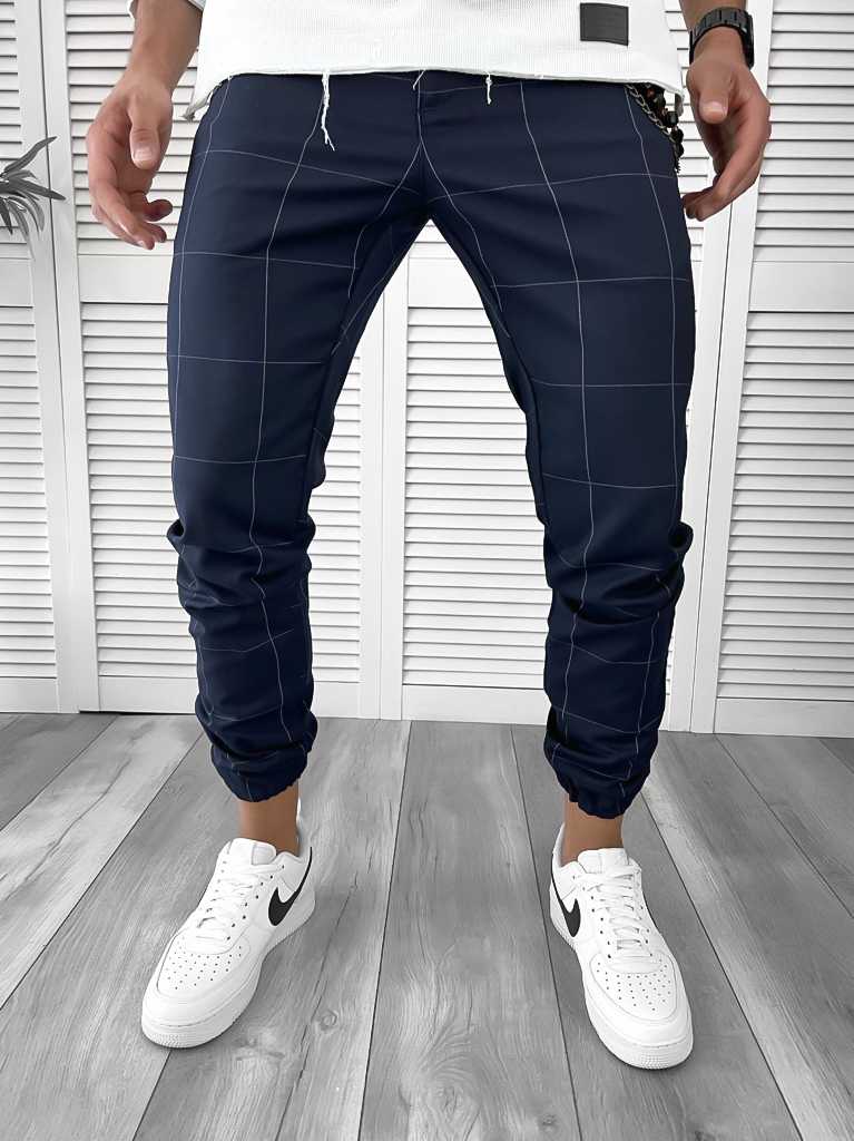 Pantaloni barbati casual bleumarin cu dungi 11969 SD A-2.3/ 65-2 E~