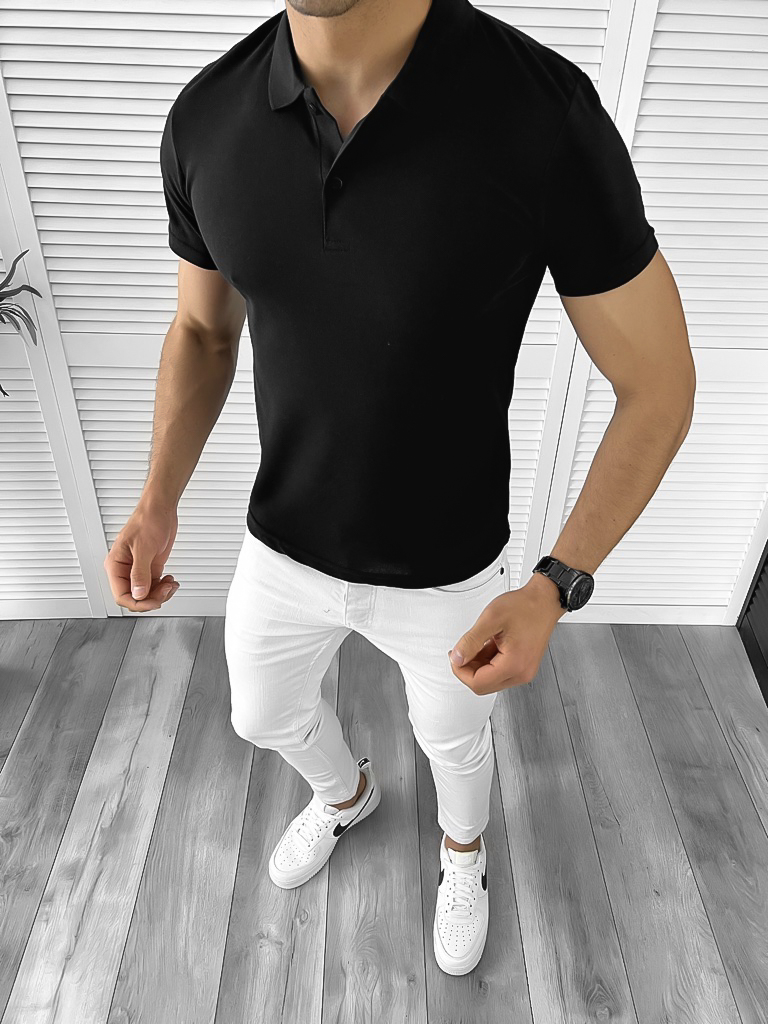 Tricou barbati negru slim fit ZR B1018 P15-3.1