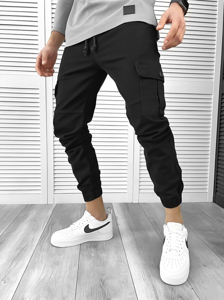 Pantaloni barbati casual regular fit negri 7148 D11-5