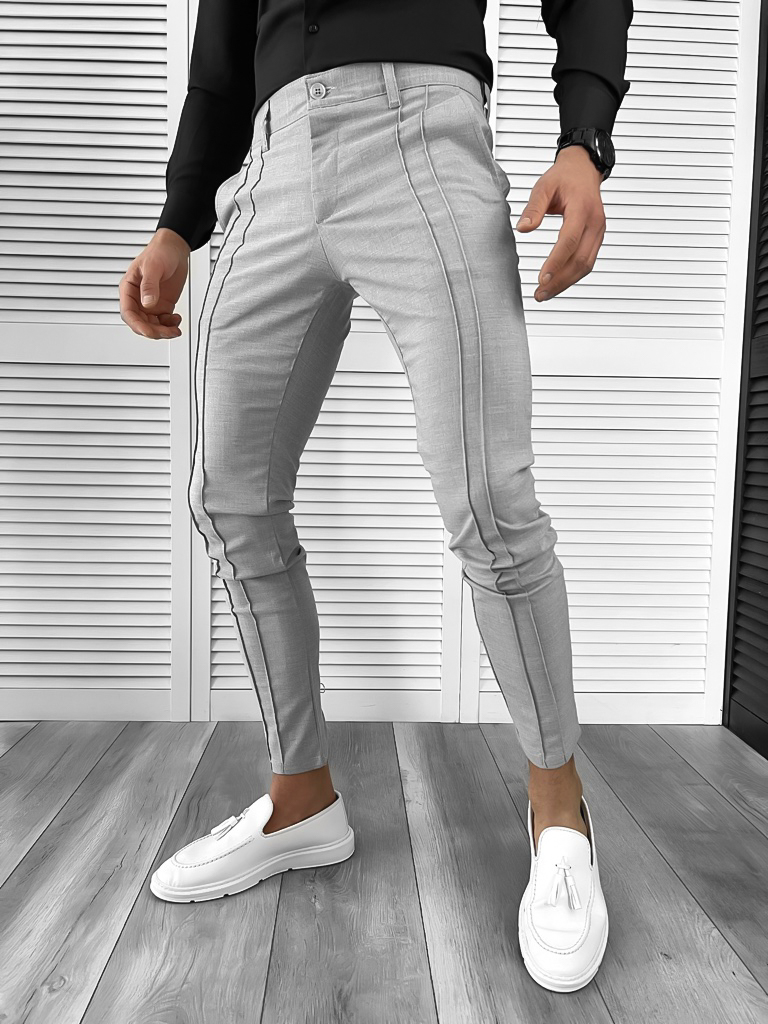 Pantaloni barbati eleganti gri deschis 7144 P18-3.2