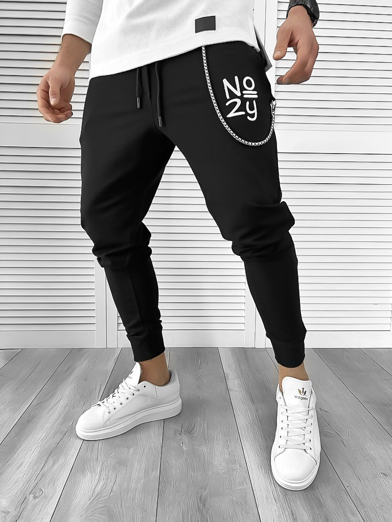 Pantaloni de trening negri conici 10140 P19-4.3