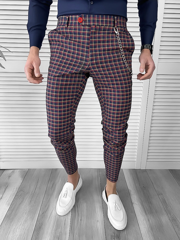 Pantaloni barbati eleganti in carouri 10061 F2-3.3 / 10-4 E ~