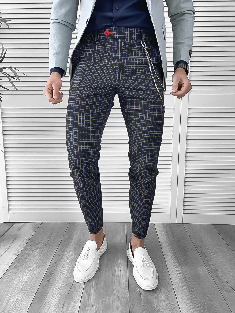Pantaloni barbati eleganti in carouri 10064 E 15-1 ~ B4-5.1