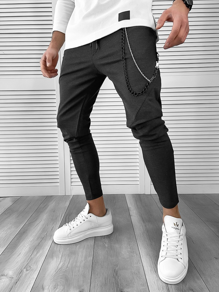 Pantaloni barbati casual gri inchis 10053 P18-3.2
