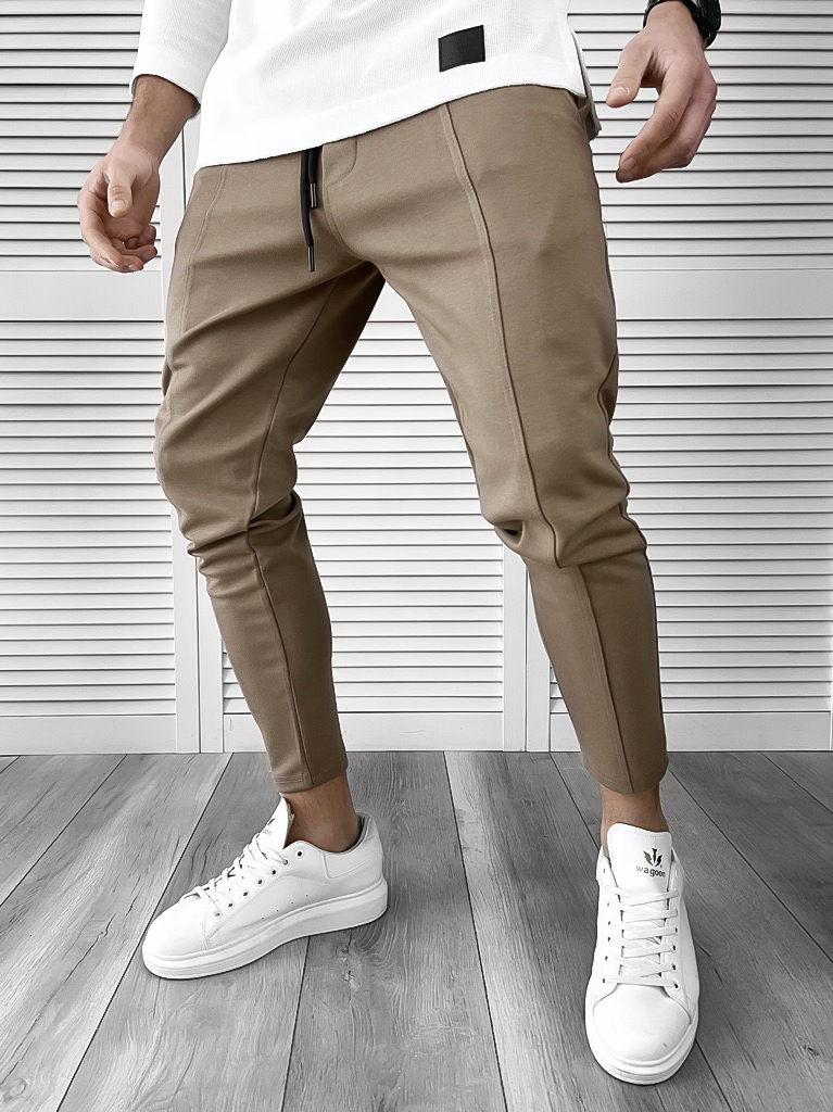 Pantaloni de trening maro conici 10044 P19-1.1