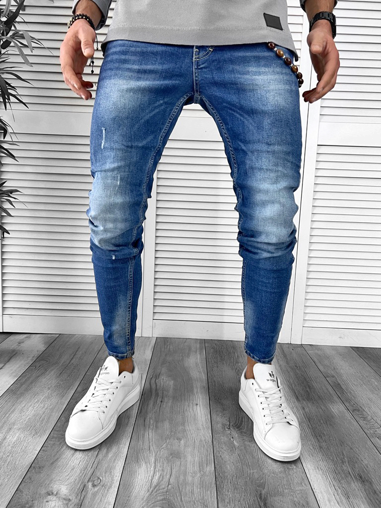 Blugi barbati conici albastri 1605 g7-3