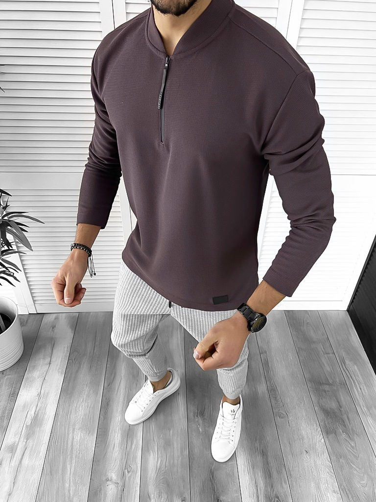 Bluza barbati maro asimetrica 768 33-3.3