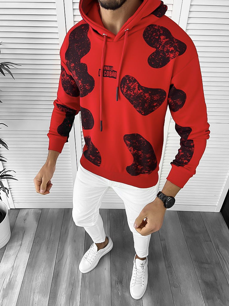 Hanorac barbati slim fit rosu k494 19.3-1.2.3