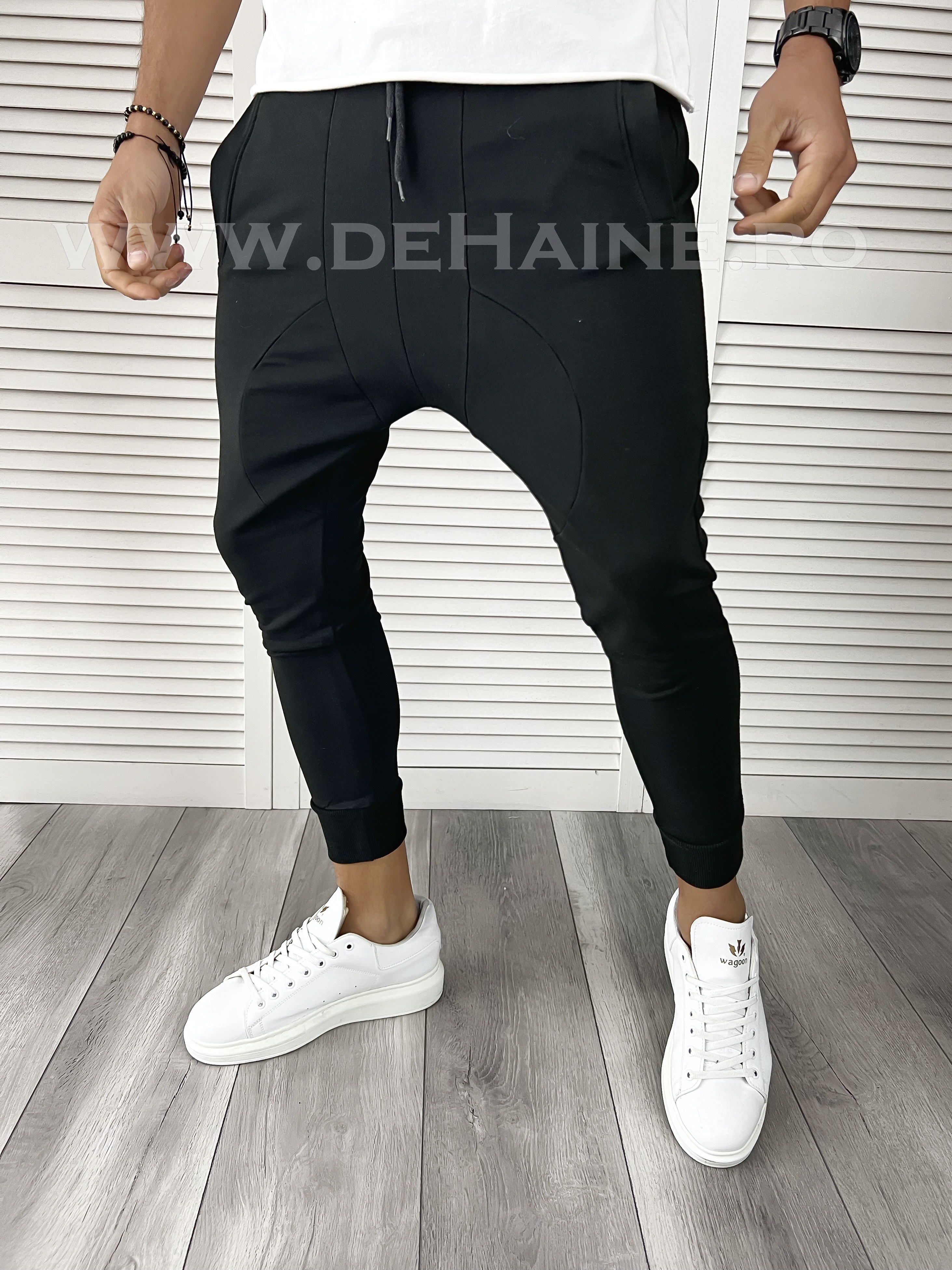 Pantaloni de trening slim fit negri B6421 O2-2.2