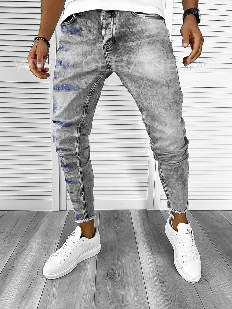 Blugi barbati conici gri CU MIC DEFECT DEF9433  M3-4.1