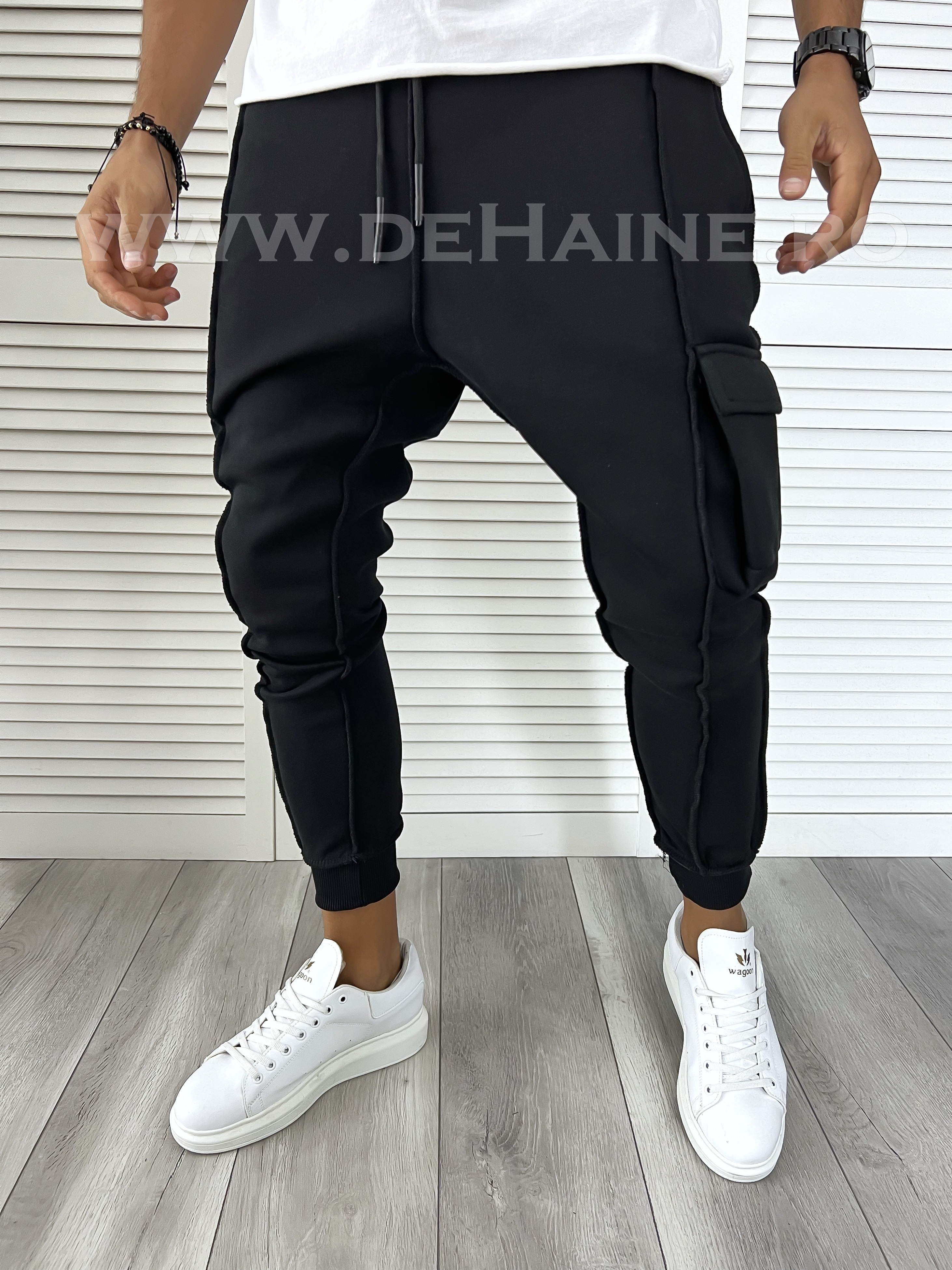 Pantaloni de trening negri conici K156 O2-3.1