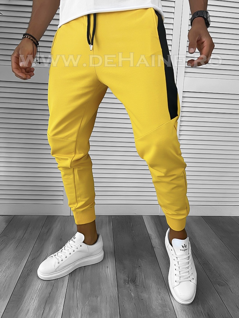 Pantaloni de trening conici galbeni B9281 P19-2.2