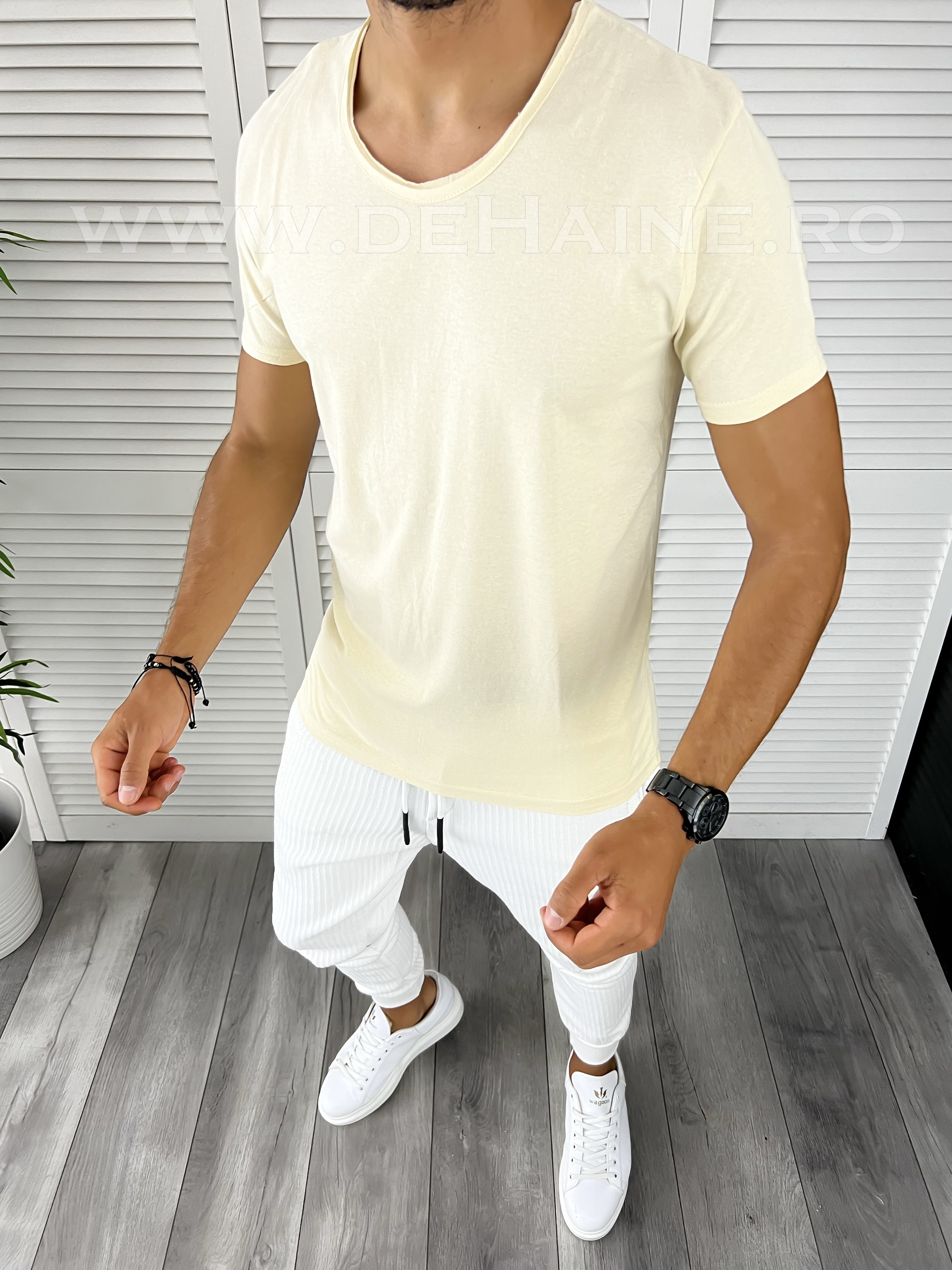 Tricou barbati slim fit bej B8803 P12-5.2