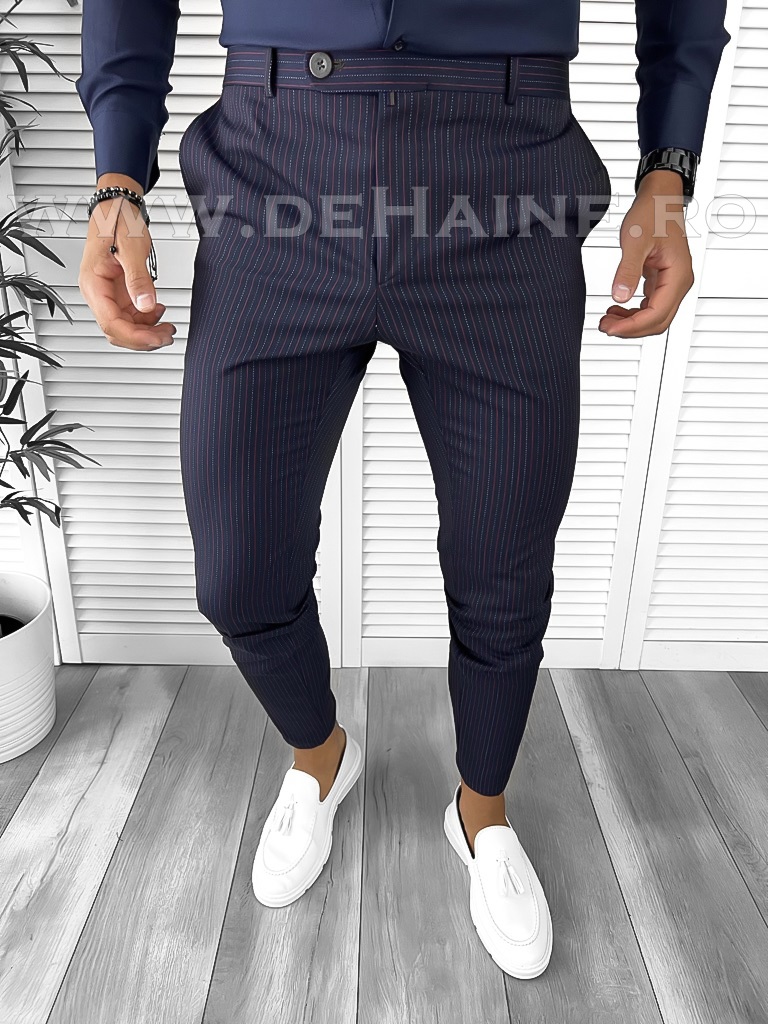 Pantaloni barbati eleganti regular fit bleumarin B9147 P20-5.1