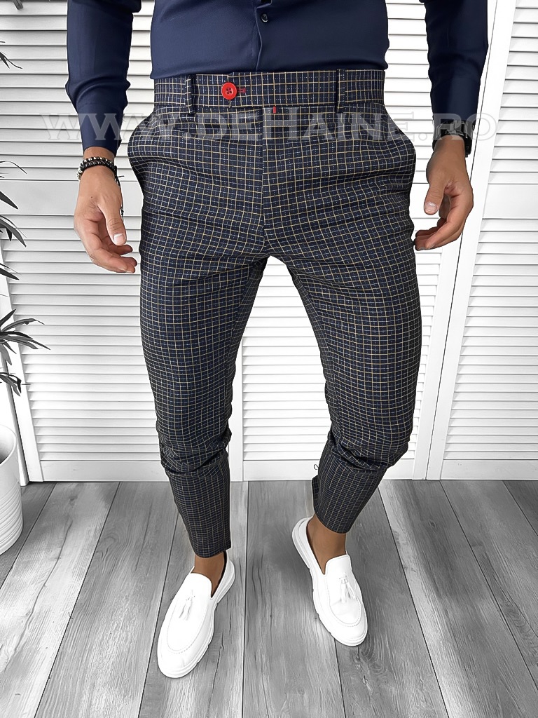 Poze Pantaloni barbati eleganti carouri B9084 e