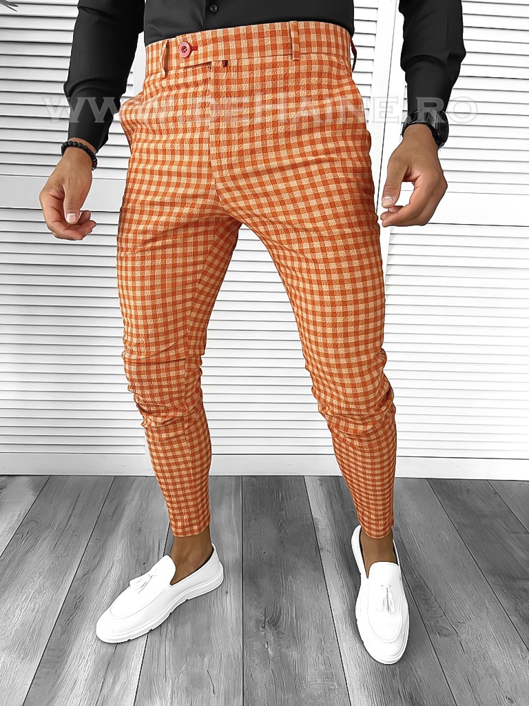 Pantaloni barbati eleganti carouri B1880 20-2 e ~