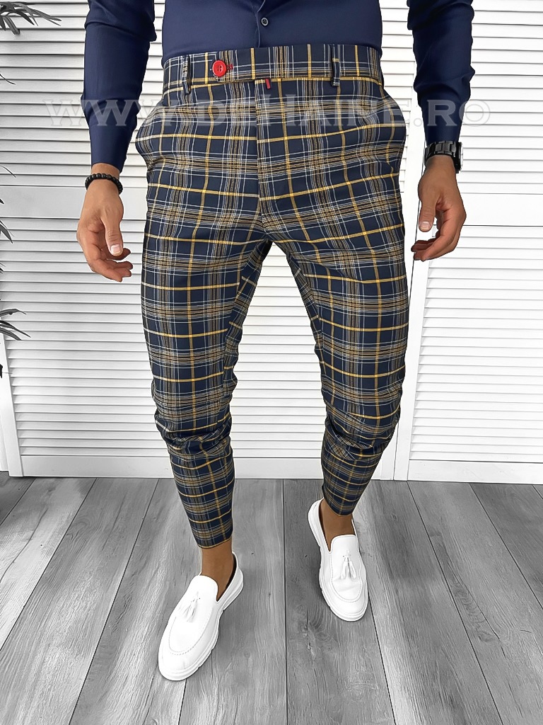 Pantaloni barbati eleganti in carouri B8508 7-4 E ~