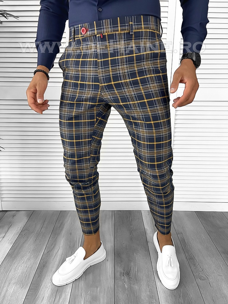 Poze Pantaloni barbati eleganti in carouri B8508 3-4 e