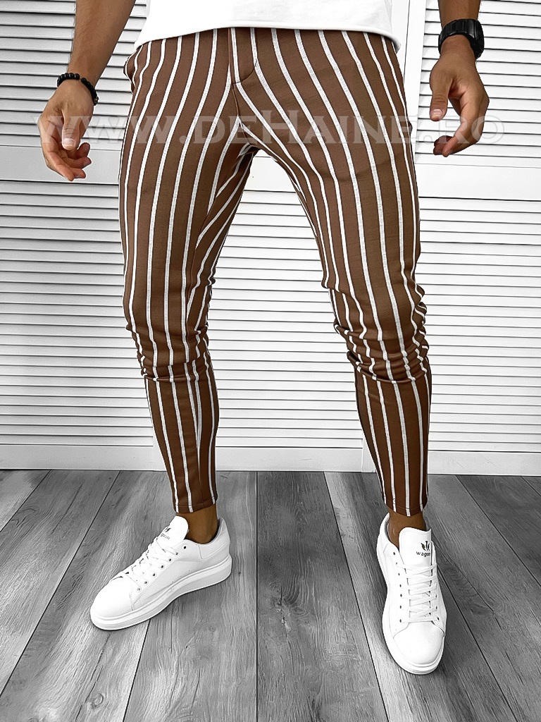 Pantaloni barbati casual regular fit maro A8427 B-2