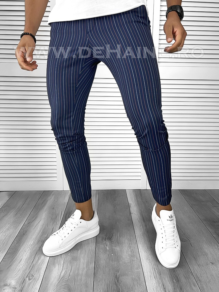 Pantaloni barbati casual regular fit bleumarin A8438 B3-4