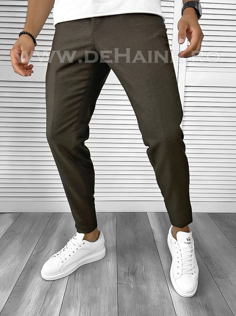 Pantaloni barbati casual regular fit maro A8449 N3-6