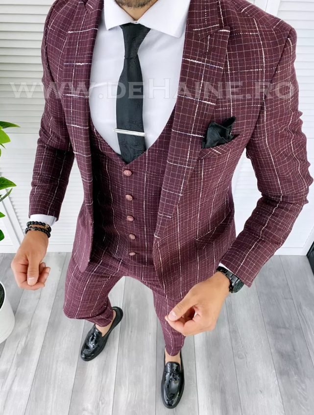 Compleu barbati grena  Vesta + Pantaloni B8387 P19-3.1