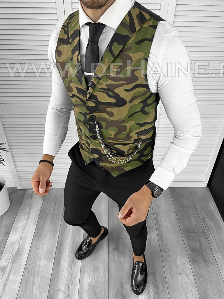 Vesta barbati eleganta slim fit camuflaj B8060  O1-4.2