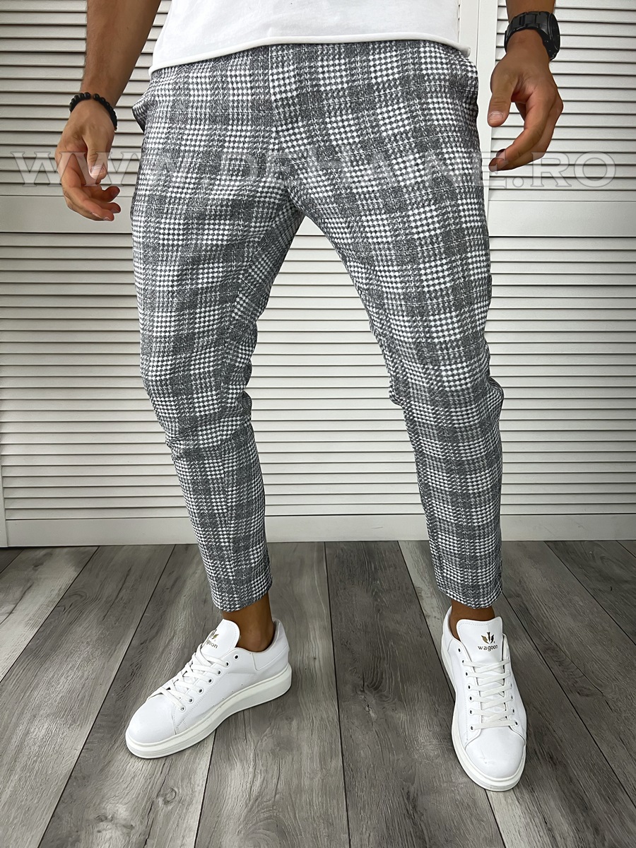 Pantaloni barbati casual regular fit gri B8206 B3-3