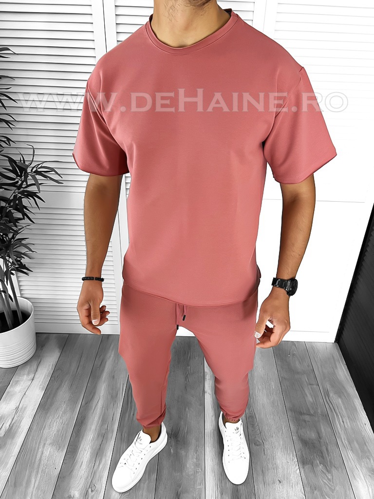 Trening barbati roz inchis pantaloni + tricou oversize B7984 5-3