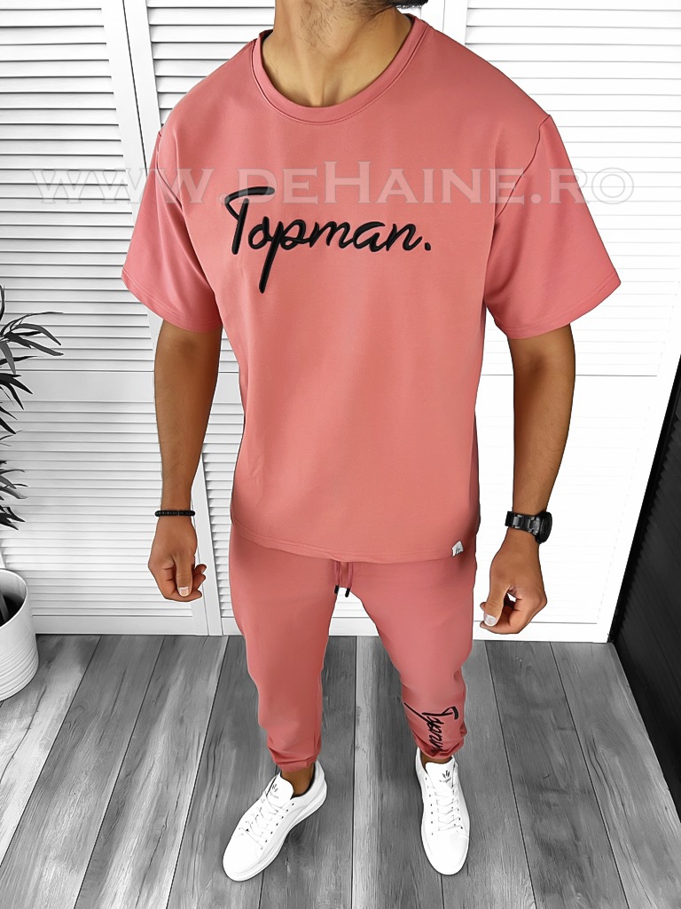 Trening barbati roz pantaloni + tricou oversize B7985 53-1