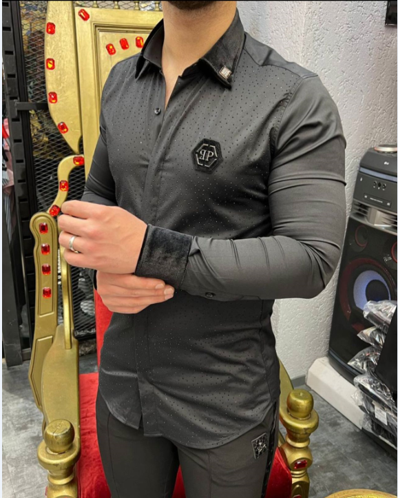 Camasa barbati neagra slim fit pentru evenimente B7907 D2-1.1