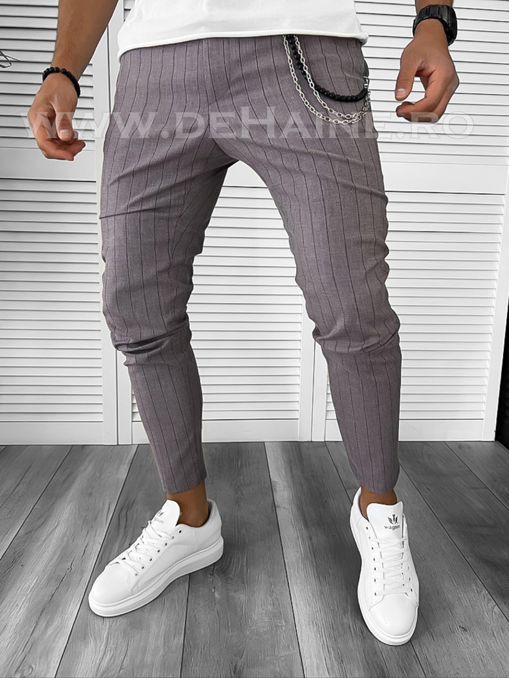 Pantaloni barbati casual regular fit in dungi B7888 F3-3.2.3
