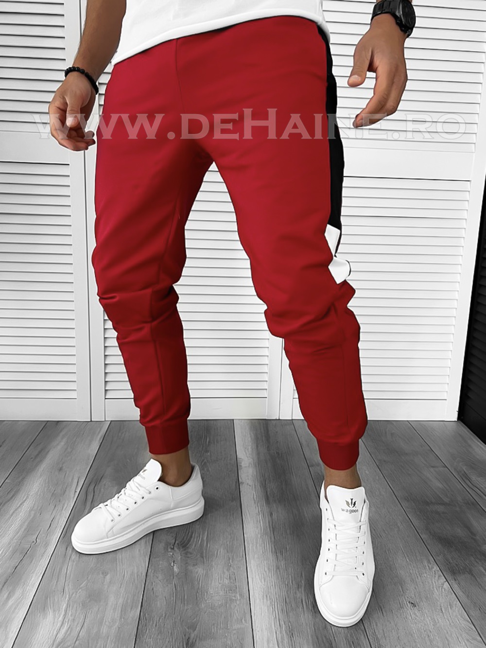 Pantaloni de trening conici rosu B7814 P19-1.1