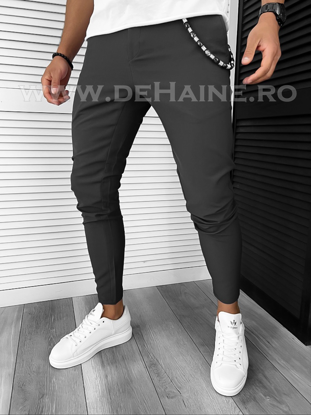Poze Pantaloni barbati casual regular fit negru B1734 N2-3.4