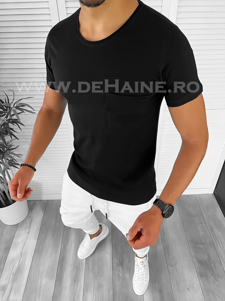 Tricou barbati negru slim fit M1950 O1-4.3