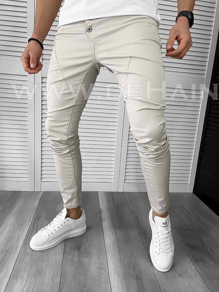 Pantaloni barbati casual bej A8507 G7-3