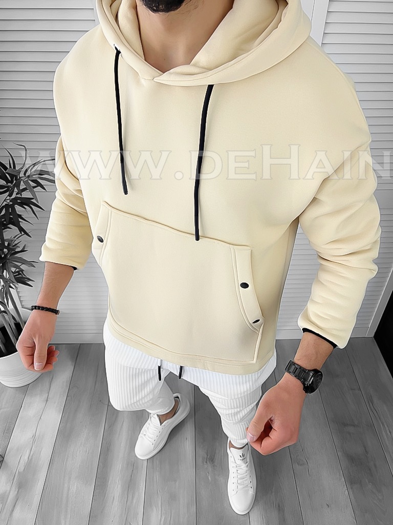 Hanorac barbati bej slim fit K191 oversize 53-2