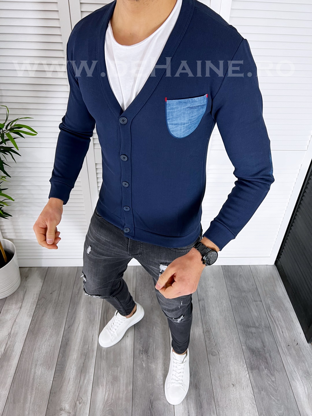 Bluza barbati bleumarin slim fit B7696 O6-1.2