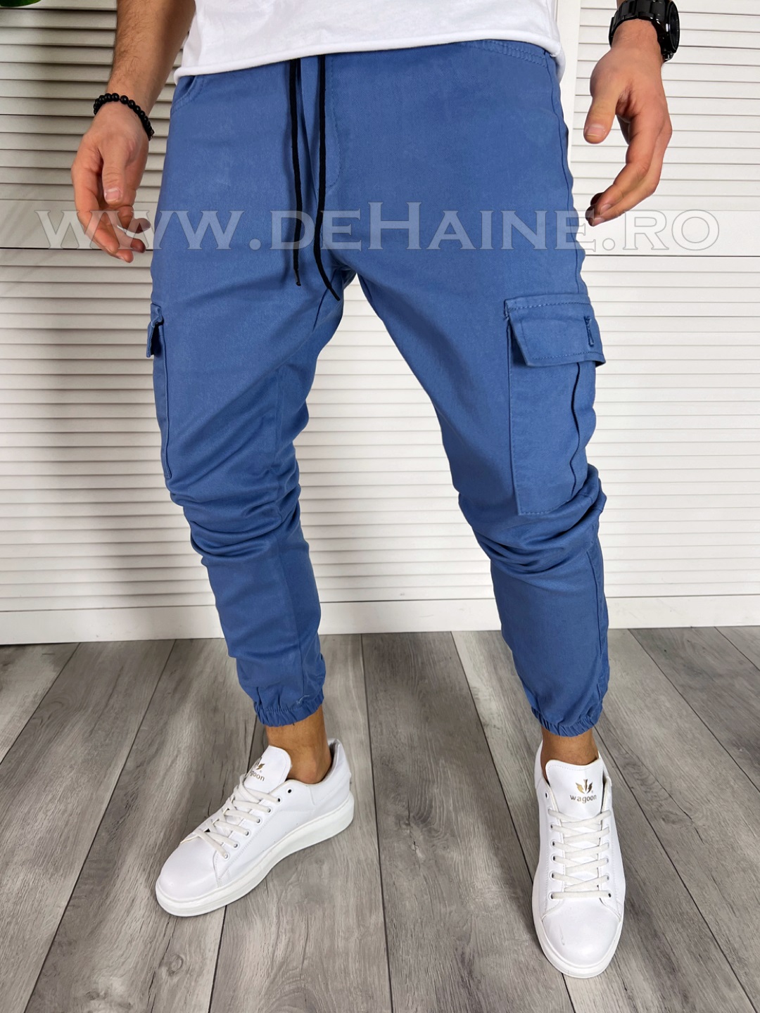 Pantaloni barbati cargo albastri B7615 F4-3