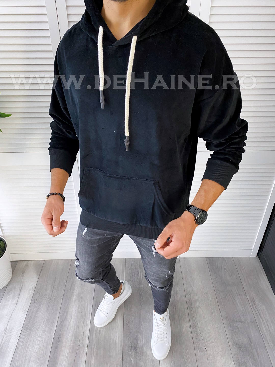 Poze Hanorac barbati slim fit negru K477 41.4-1.2